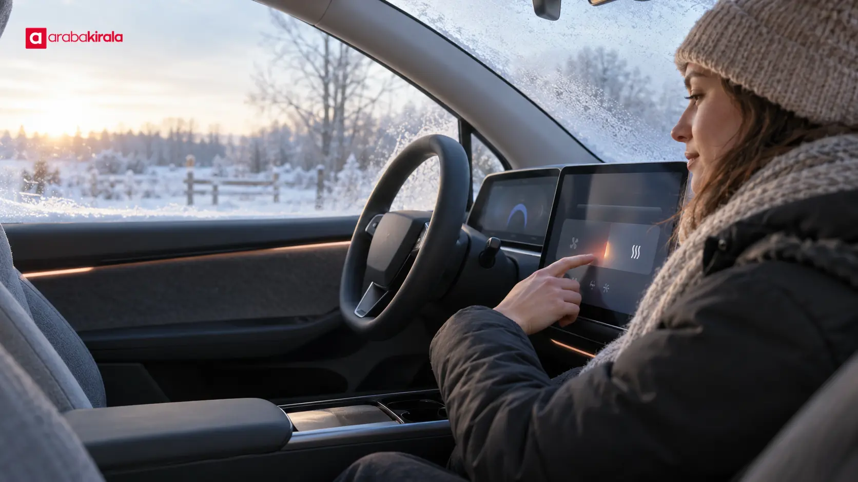 Soğuk havada kabini önceden ısıtılan elektrikli otomobil