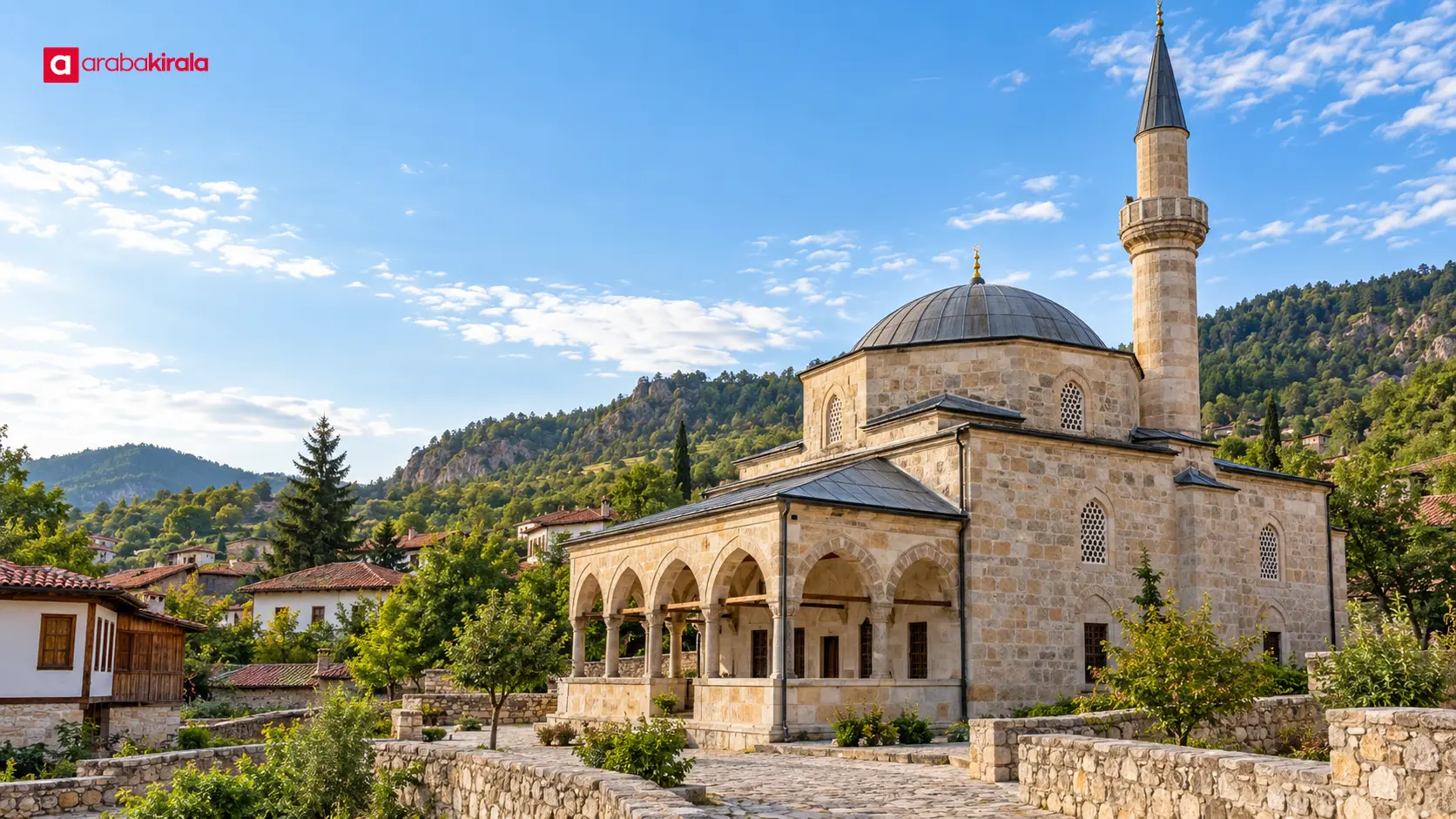 Kasaba Köyü’ndeki Mahmut Bey Camii’nin taş cephesi ve çevresi Kasaba Köyü’ndeki Mahmut Bey Camii’nin taş cephesi ve çevresi